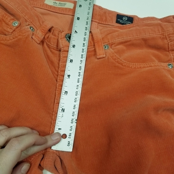 AG Adriano Goldschmied Stevie Slim Straight Corduroy Cropped‎ 26 R Burnt Orange - Picture 3 of 13